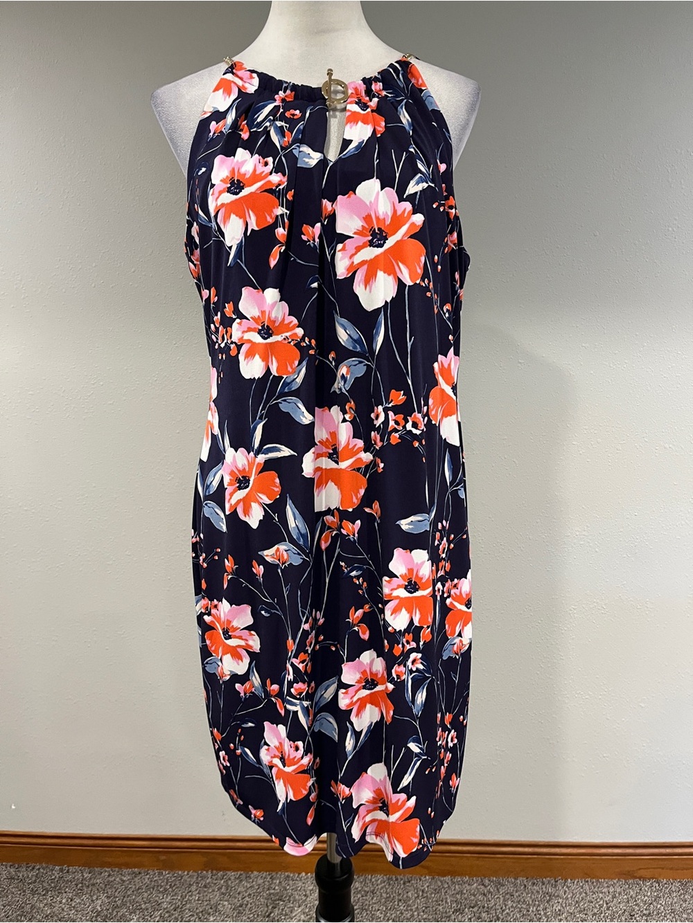 Ivanka Trump Navy Floral Halter plus size dress size extra large